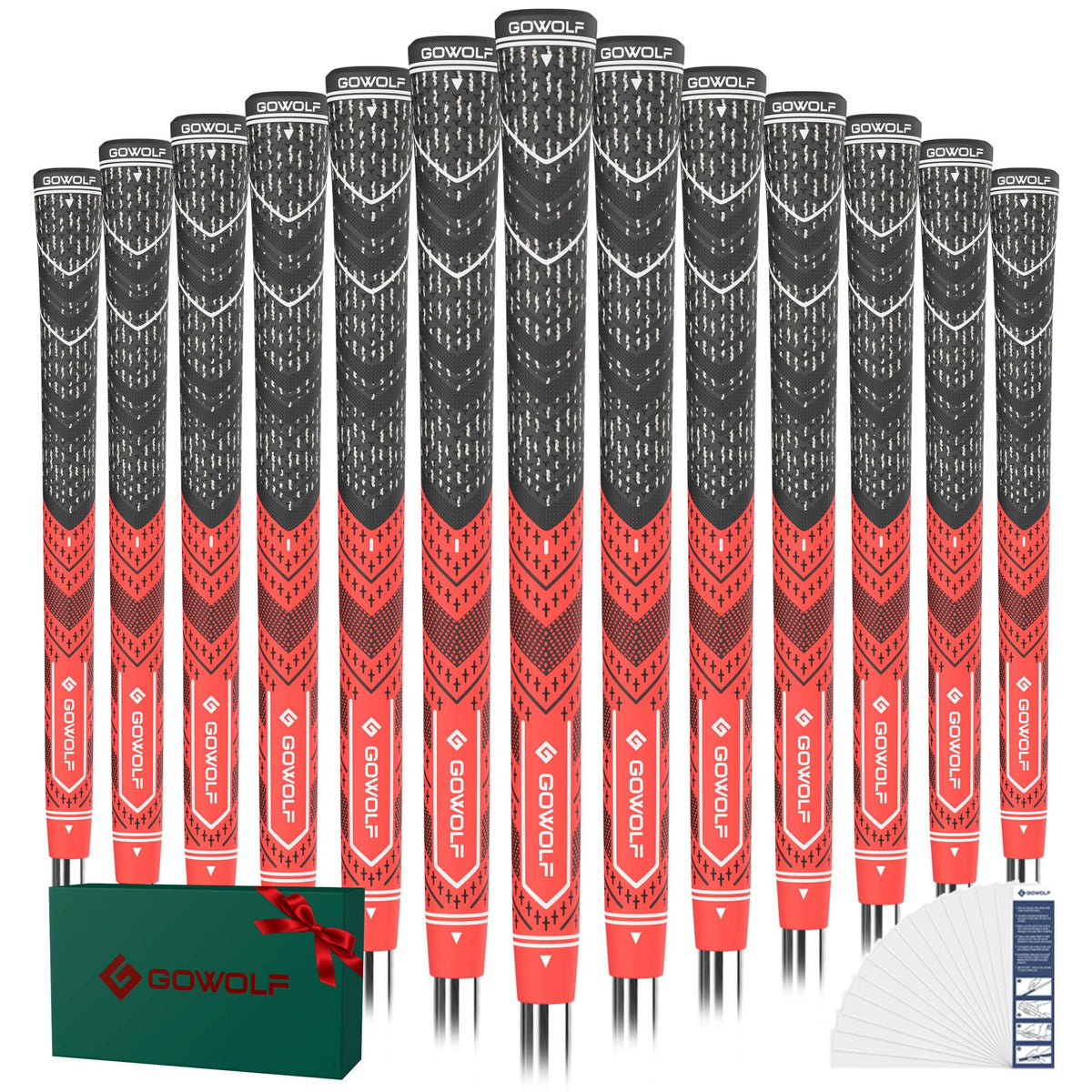 Gowolf golf grip with cord rubber hybrid material for stable traction