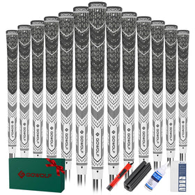 Gowolf golf grip with cord-rubber hybrid for secure hold in all weather.
