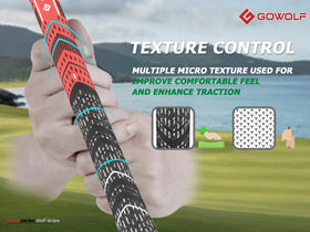 Gowolf grip with low taper design reduces hand tension for smoother swing