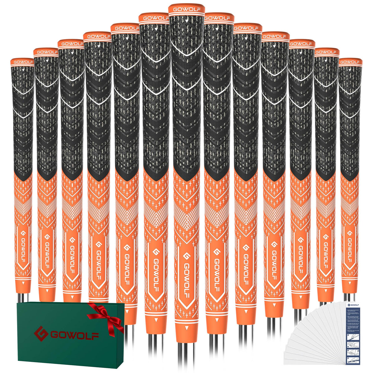 Gowolf golf grips with cord rubber hybrid material for strong grip