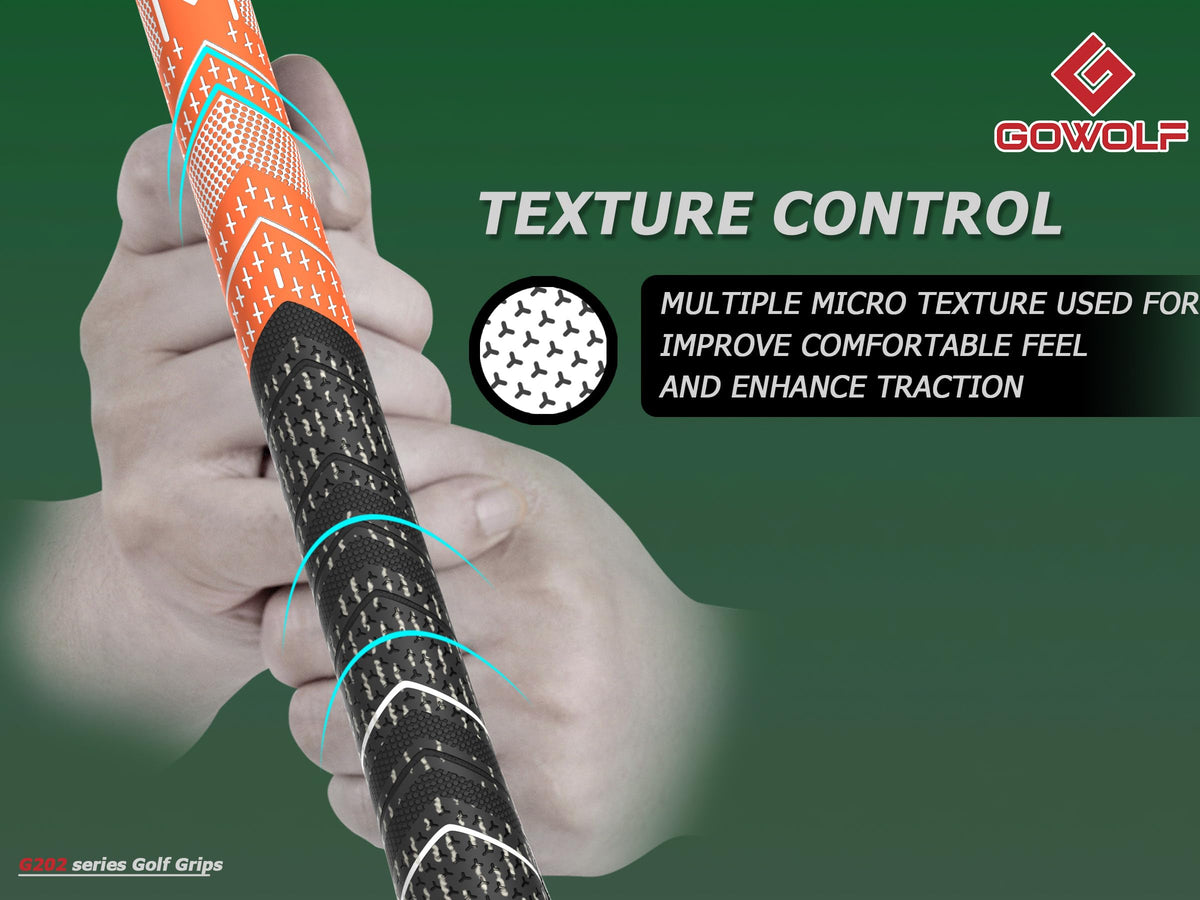 Low taper Gowolf grip design reduces hand tension for smoother control