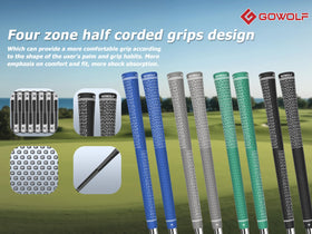 Gowolf midsize golf grip profile with textured surface for versatile feel.