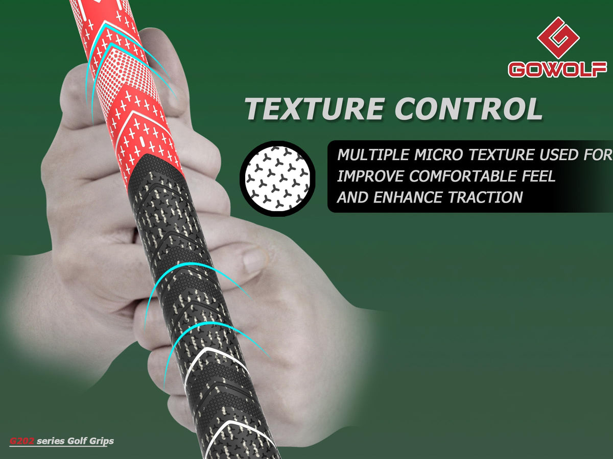 Gowolf grip with soft micro-texture enhances traction and comfort during swings.