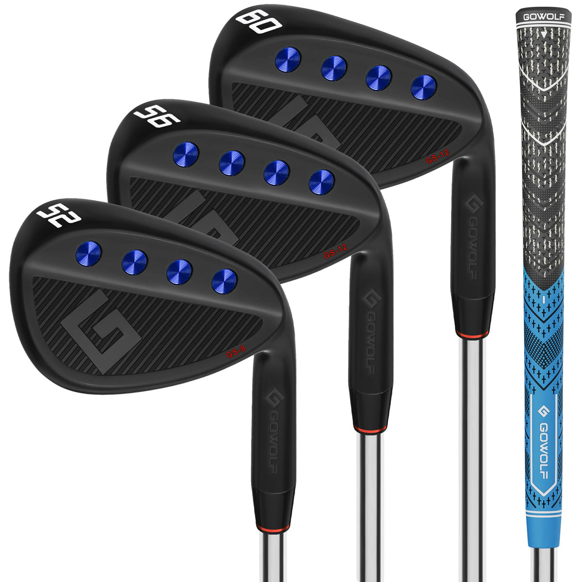 Gowolf wedges 52-degree face closeup showing precise control for tight lies and accurate approach shots.