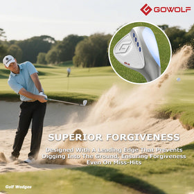 Gowolf forged wedge with micro-milled face offers clean feel on bunker shots.