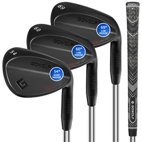 Gowolf wedges front view for right-handed players with a modern chrome finish