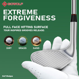 Gowolf wedge with leading-edge forgiveness reduces digging on mishits.