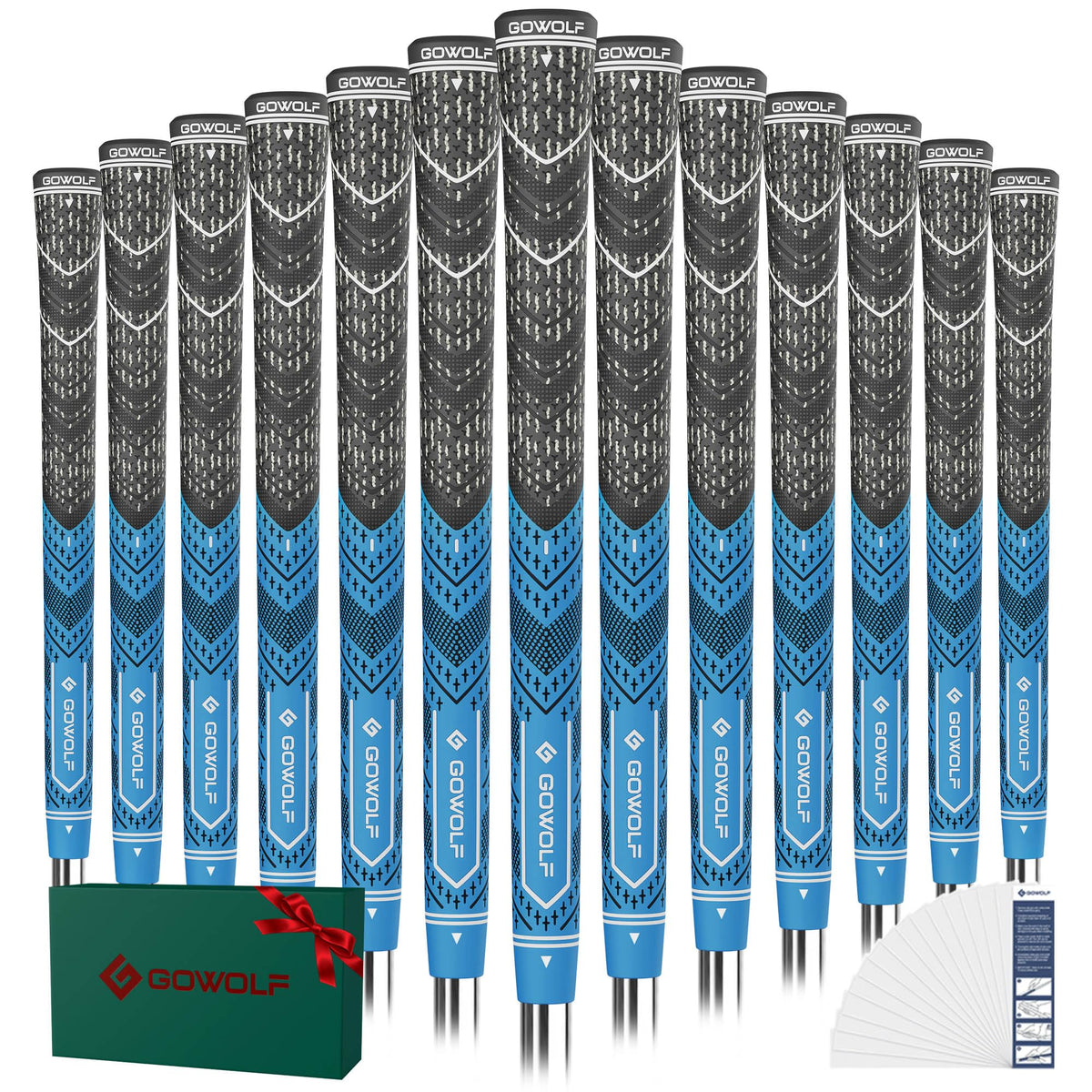 Gowolf oversized golf grip blue close-up showing enhanced traction