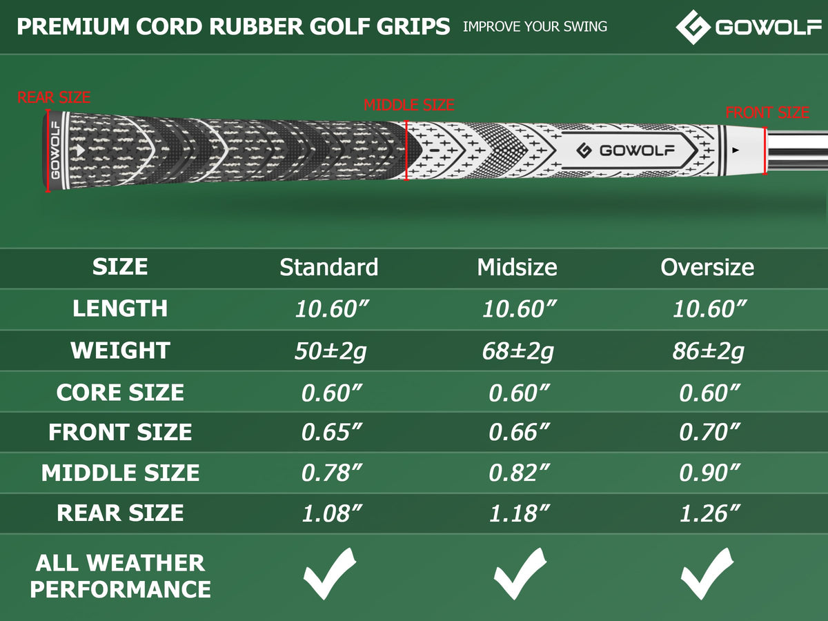 Choose from 13 grip styles to match your swing and feel.