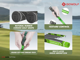 Gowolf oversized golf grip offers all-weather performance with moisture-wicking stability.