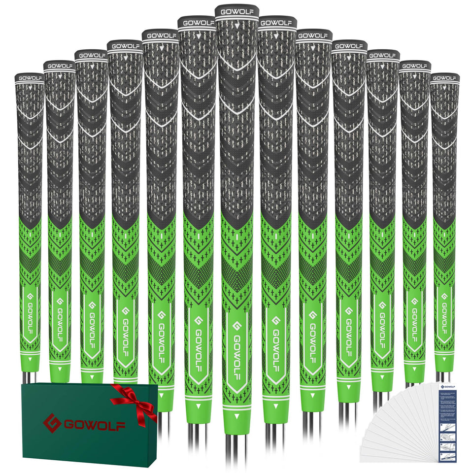 Gowolf oversized golf grips close-up with multi-compound texture for secure hold.