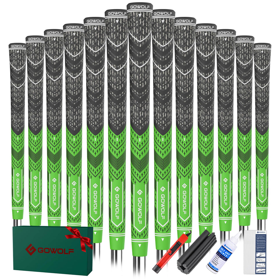Gowolf oversized golf grip with natural rubber texture for a firmer hold.