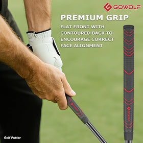 Gowolf putter six-side groove enhances friction for consistent contact.