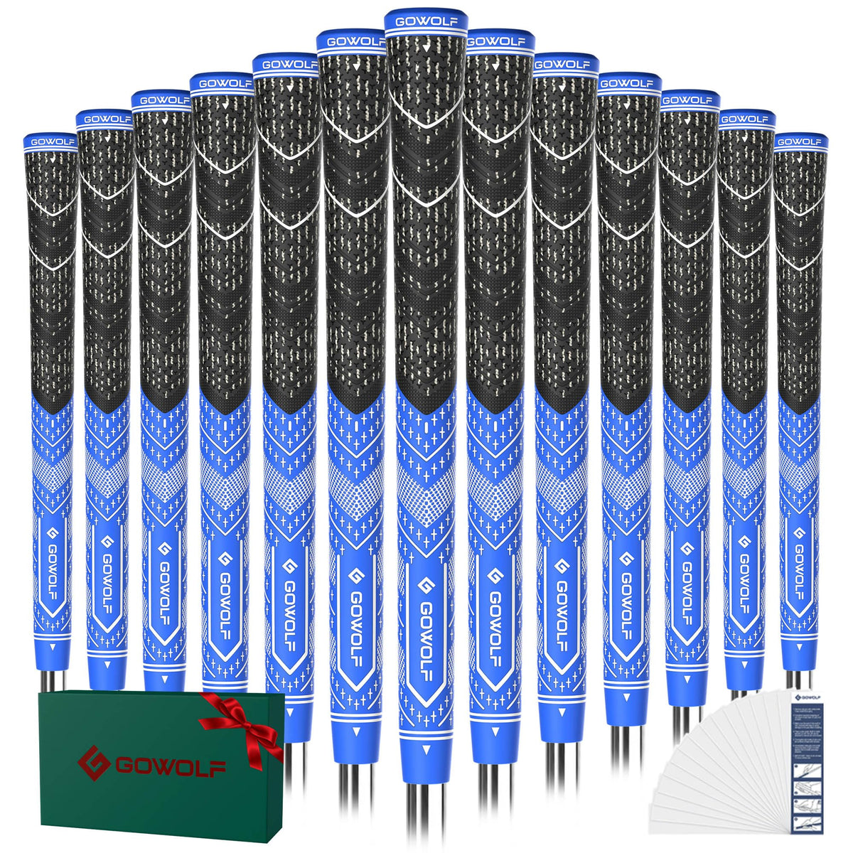 Gowolf S02 Pro cord rubber oversize blue-cover grip for secure, comfortable swings.