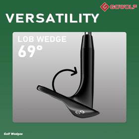 Gowolf sand-shot wedge with optimized grooves for sand recovery.