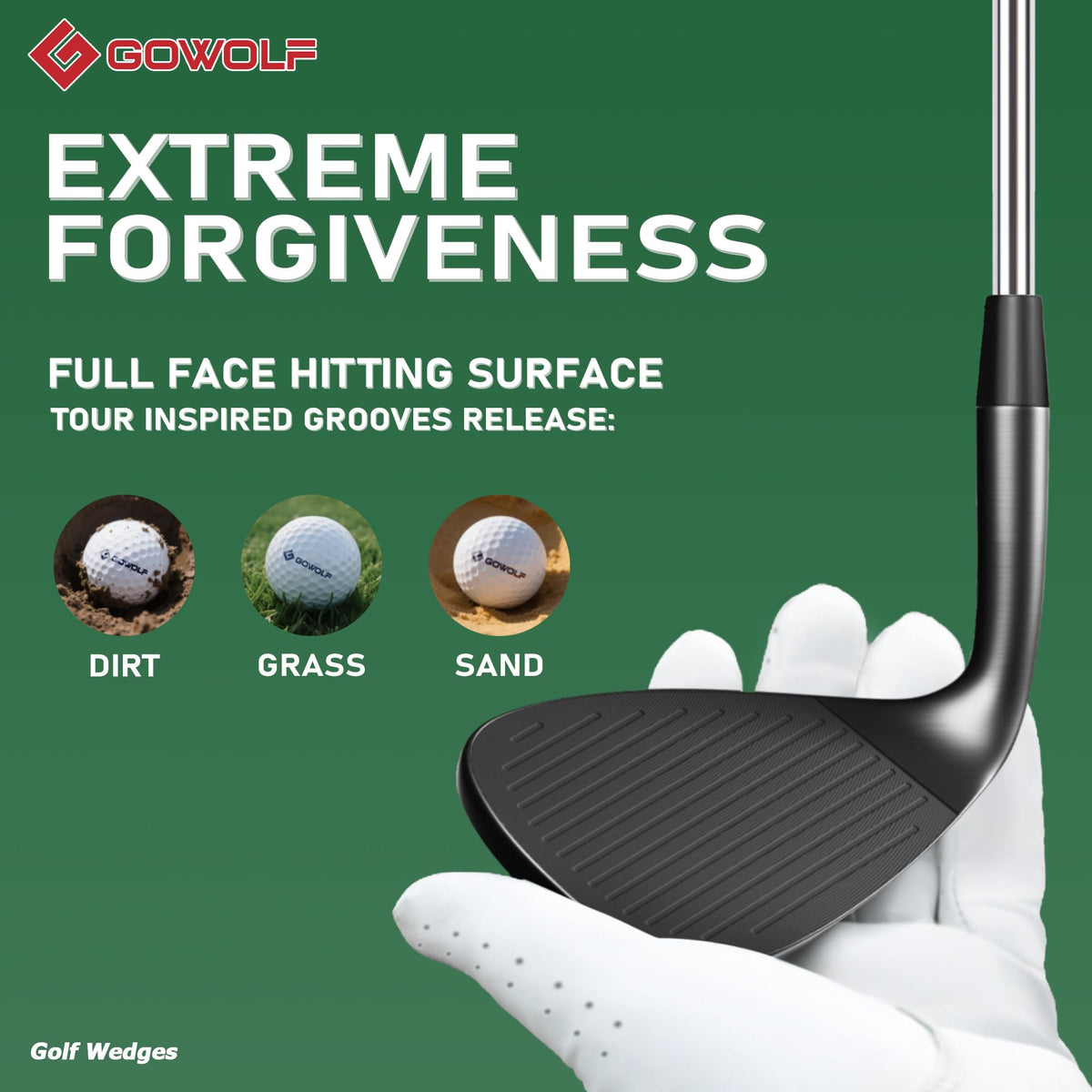Gowolf chrome finish wedge with anti-glare coating for clean alignment