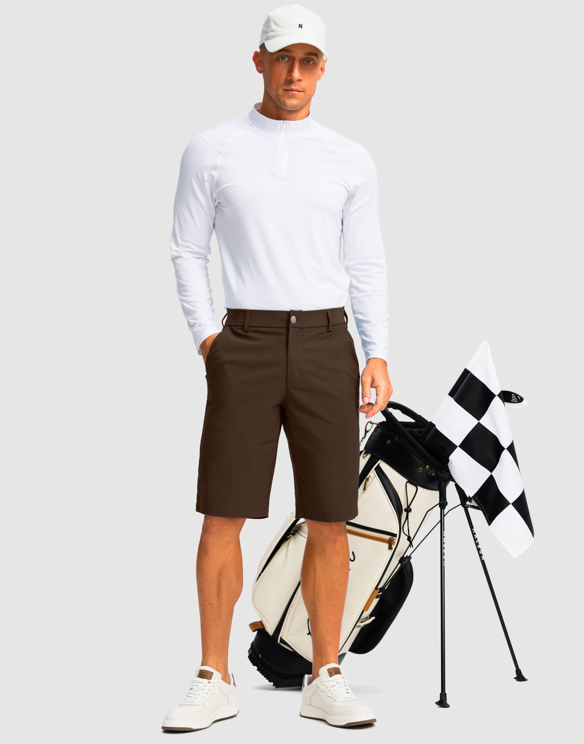 G Gradual golf shorts in motion on the course demonstrate comfort.