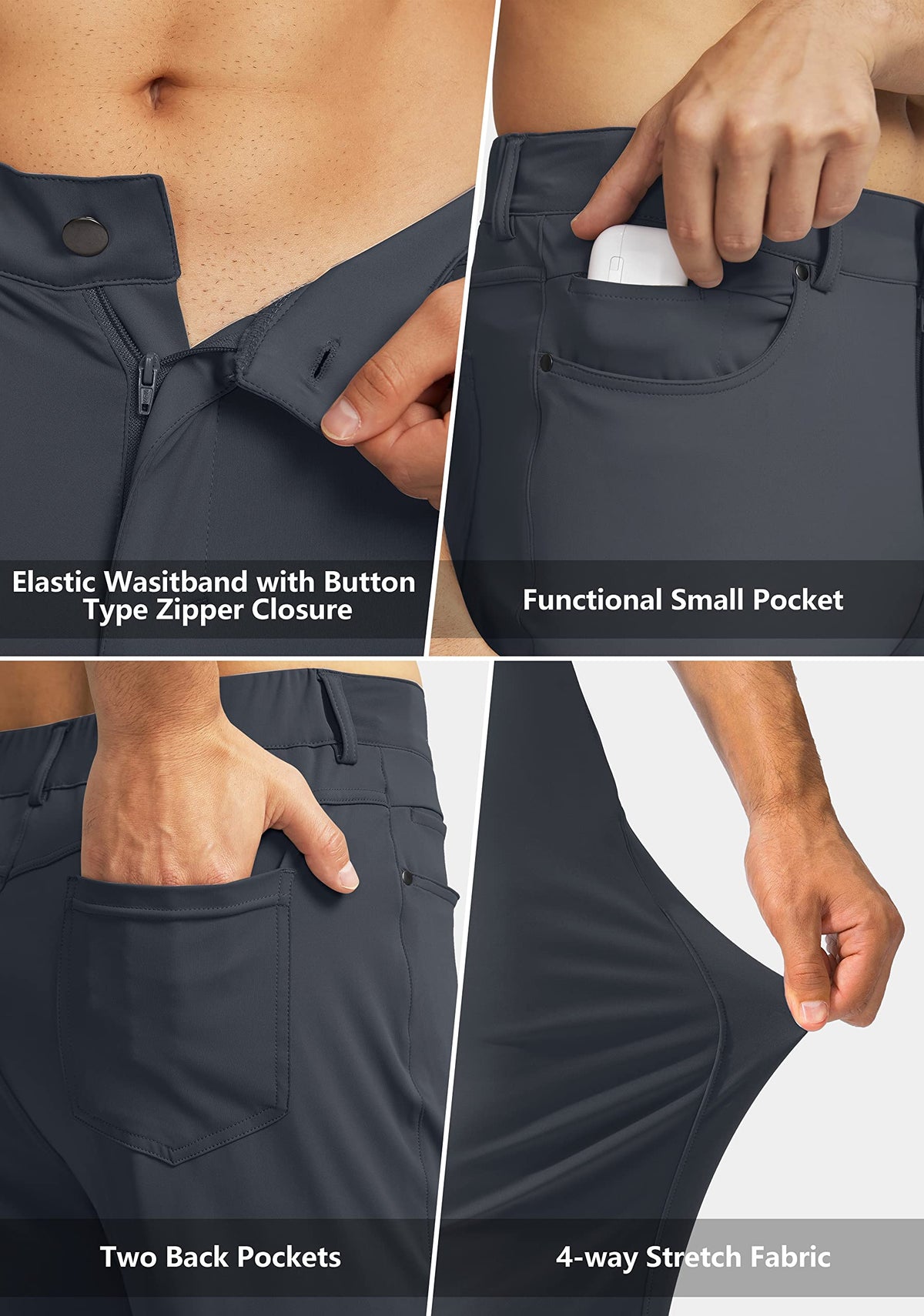 G Gradual elastic waist with belt loops lets you customize the fit