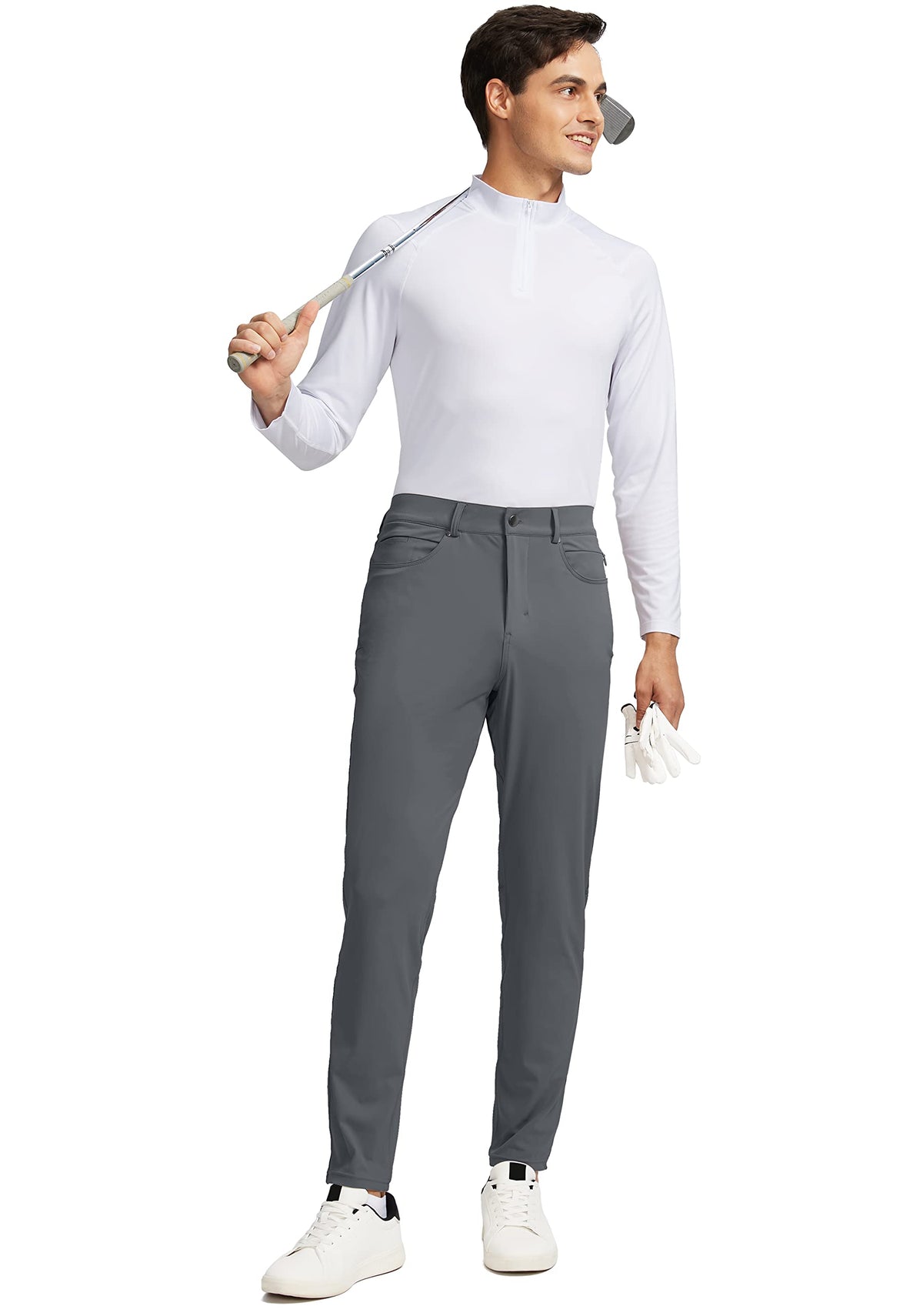 G Gradual fabric detail reveals breathable, four-way stretch texture for all-season comfort.