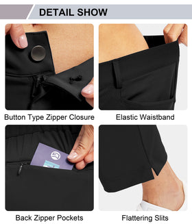 Gradual women's golf pants with elastic waist and front button for secure fit.