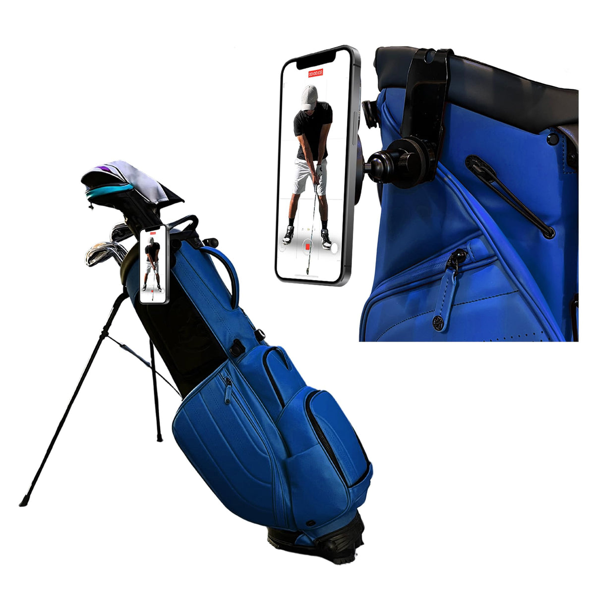 Grady Golf golf phone holder bag mount secures your phone for stable swings on the course