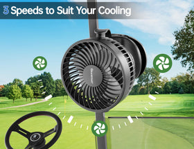 GRANDFAST rechargeable fan delivers up to 13 hours of cooling at low speed on a full charge