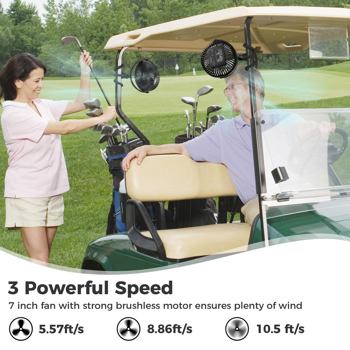 GRANDFAST fan offering 3 speeds to tailor breeze while playing