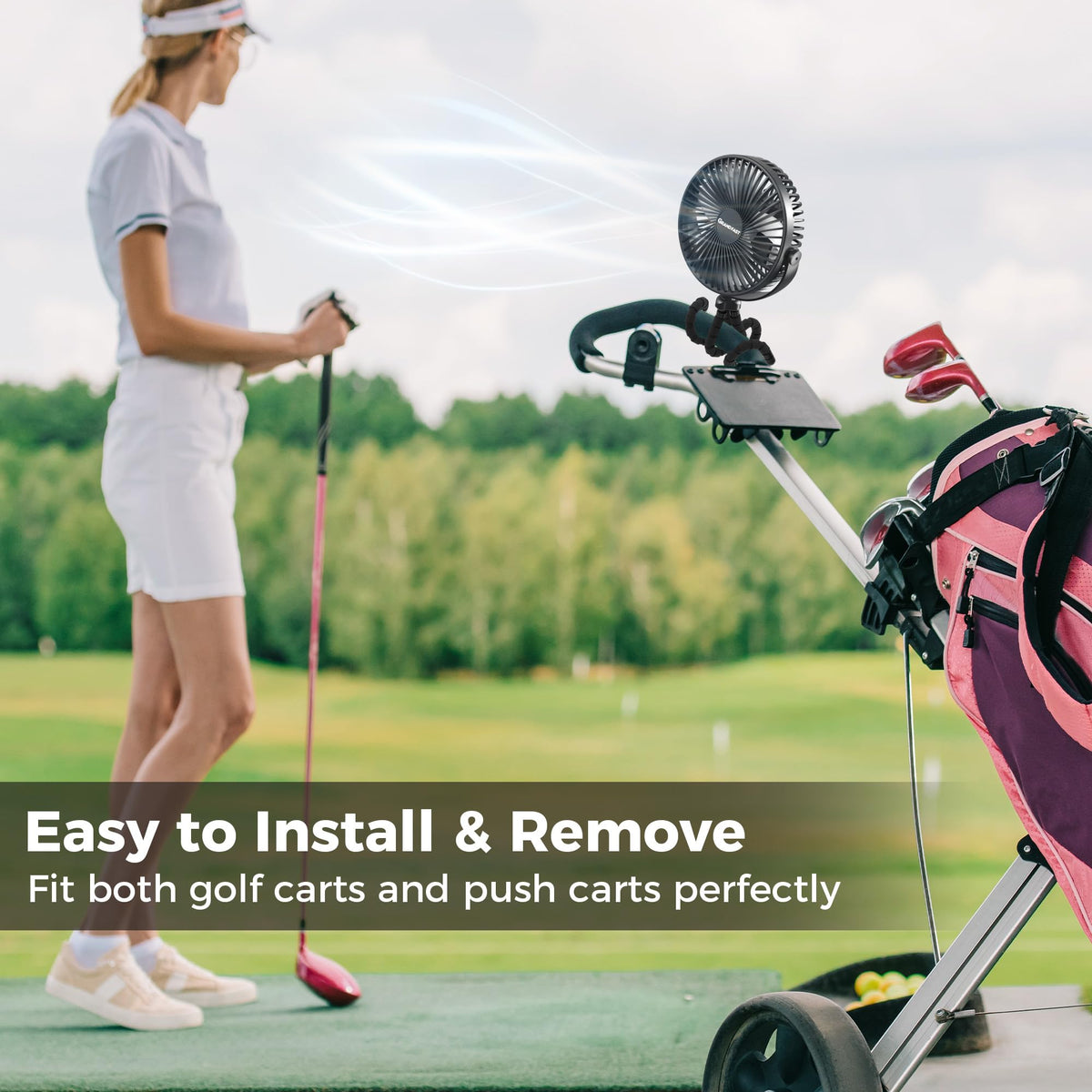 GRANDFAST built-in LED lantern for early tee-offs and evening rounds