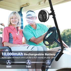 GRANDFAST golf cart fan mounted on sturdy tripod for stable cooling on bumpy courses