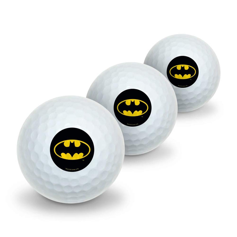 Graphics & More Batman golf ball with shield logo, ideal for on-course use.