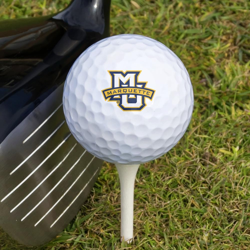 GRAPHICS & MORE Marquette Wilson golf balls showcasing team spirit on course.