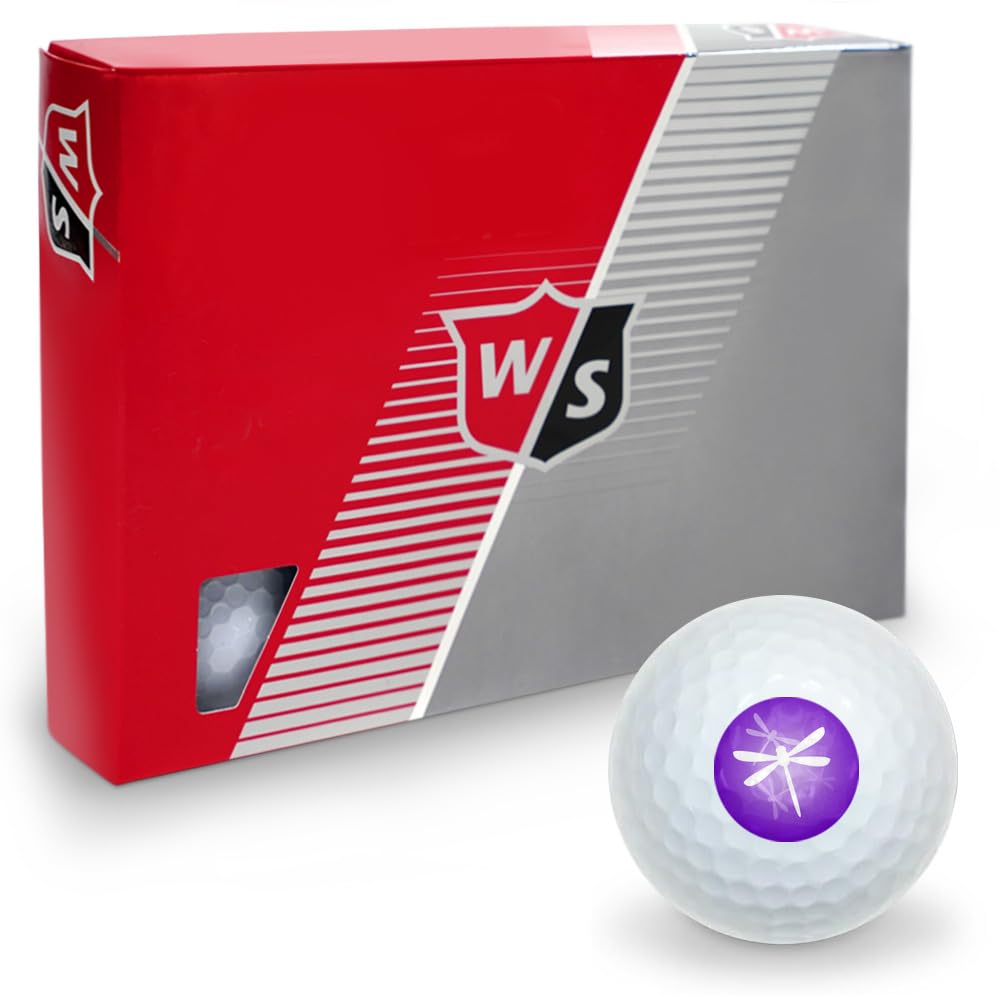 Graphics and More purple dragonfly Wilson golf ball front view showing design and on-course style.
