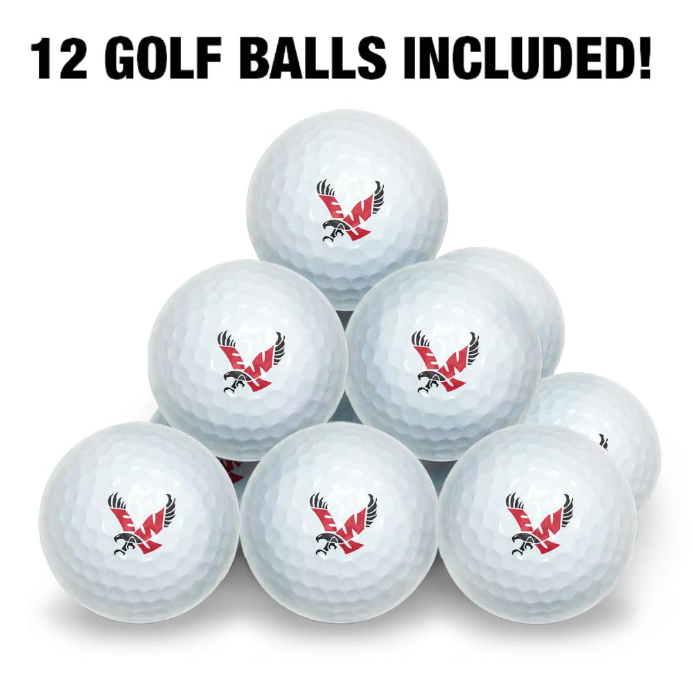 Graphics & More EWU Wilson golf balls with varied designs in a 12-pack for style