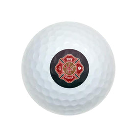 Closeup of firefighter Maltese Cross design on Wilson golf ball by Graphics & More