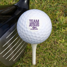 Graphics and More Team Jesus balls ready for recreational or competitive rounds.