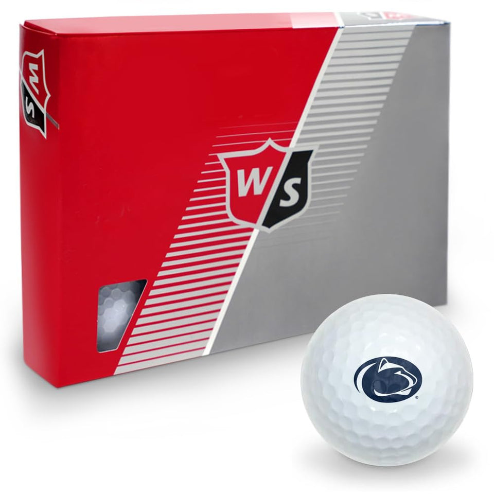 GRAPHICS AND MORE PSU Wilson golf balls 12-pack designs show team spirit and color variety.