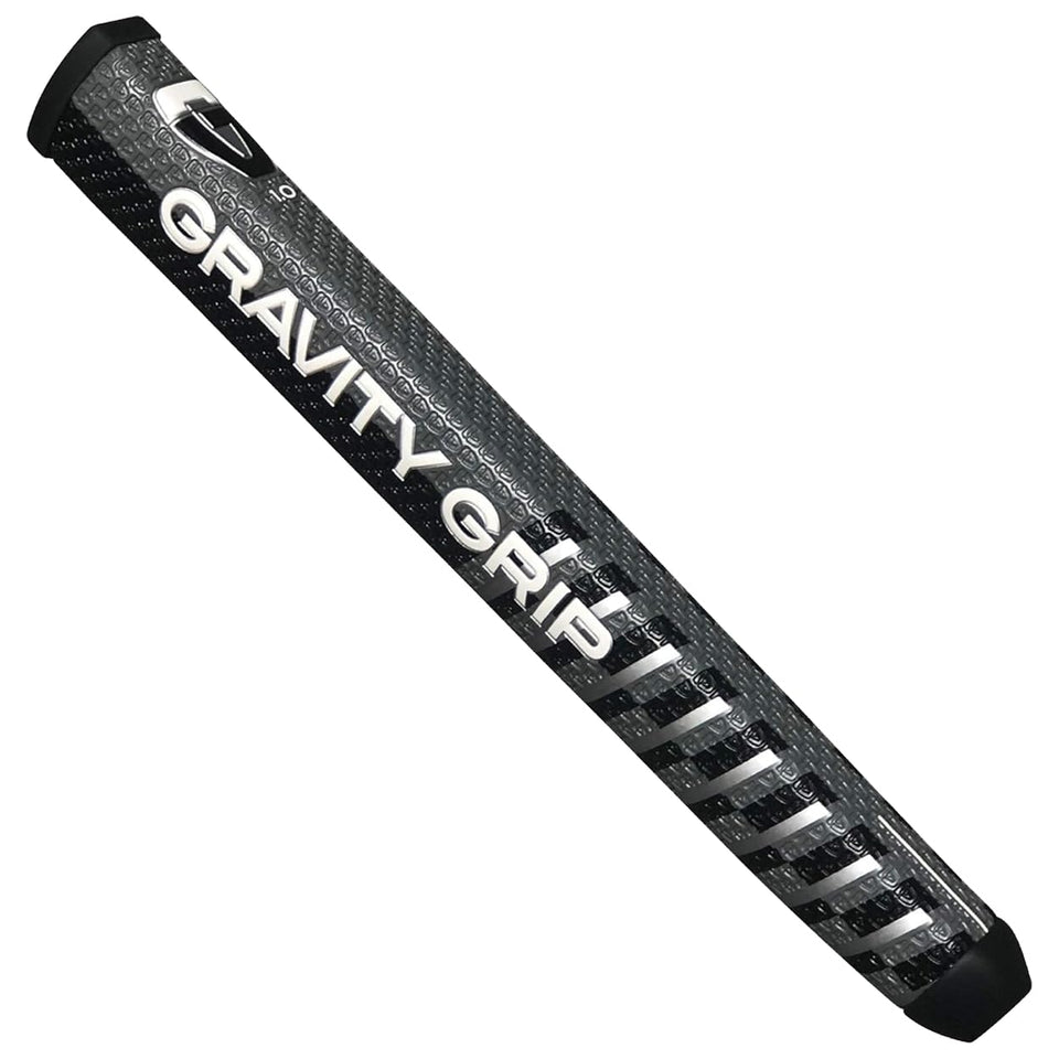 Gravity Grip midsize putter grip in black and grey stabilizes hands for smoother, more consistent putts