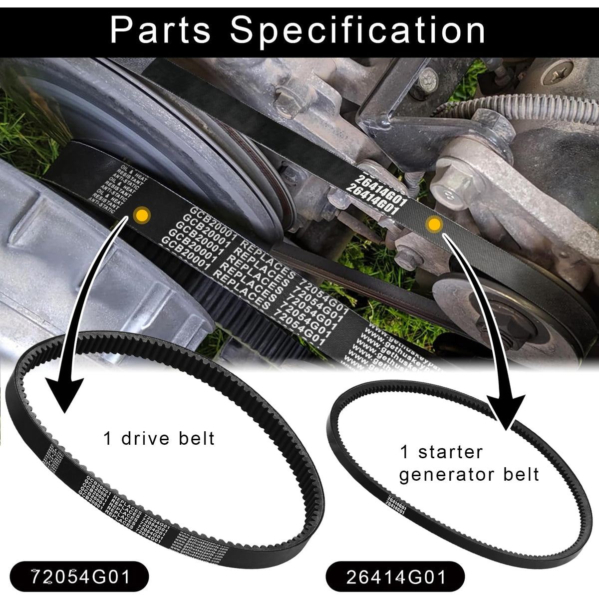 Greatshow belt kit 72025G01 supporting precise transmission alignment after install.