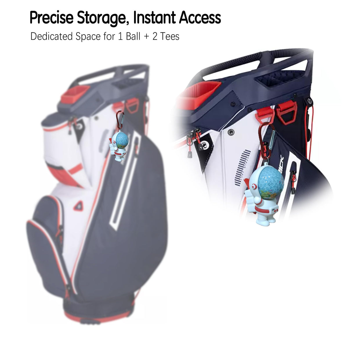 Green Action Astronaut phone stand demonstrates on-course use for tips and navigation.