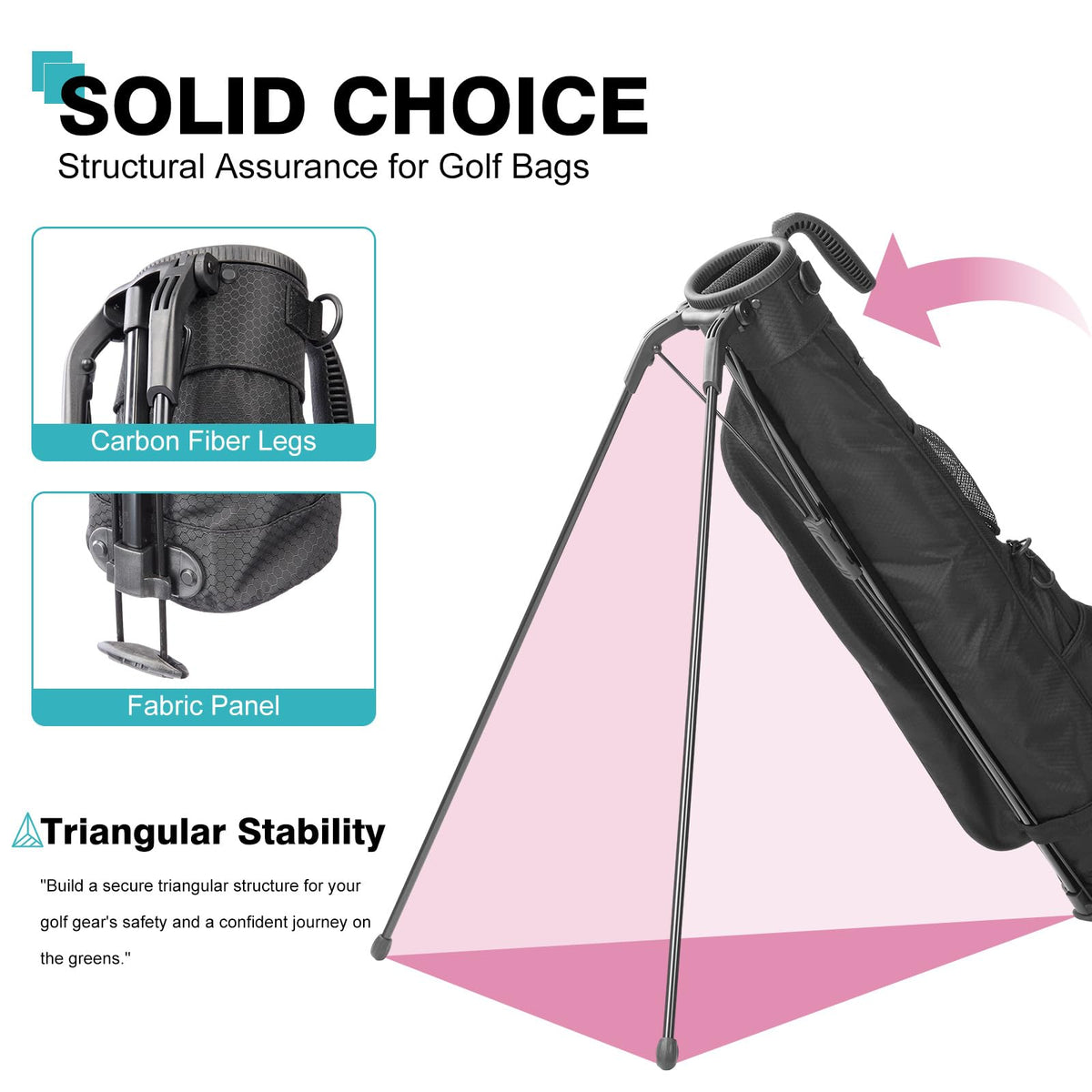 Green Action Sunday Golf Bag grab-and-go handle enables easy carry.
