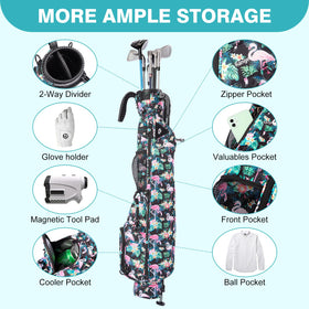Green Action Sunday Golf Bag multiple pockets for essentials.