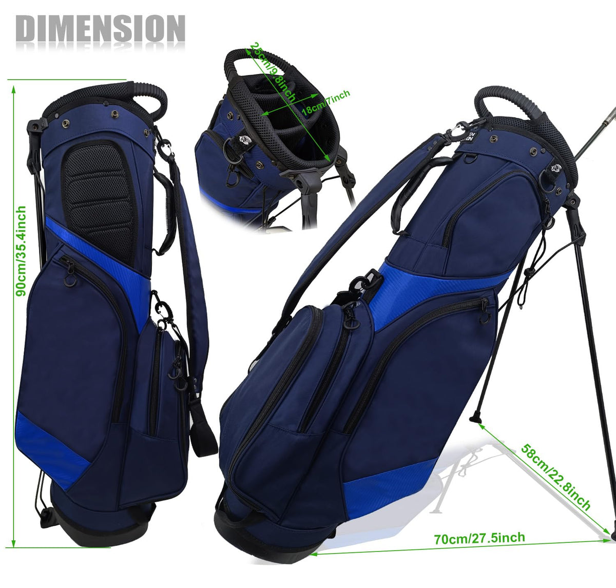 GREEN ACTION Sunday golf bag with rain cover keeps gear dry.