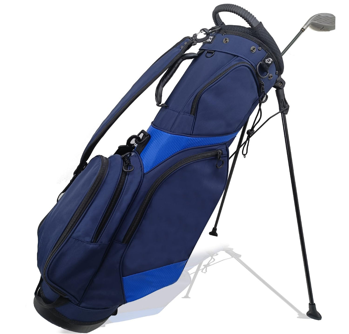GREEN ACTION Sunday golf bag with strap and stand for easy carrying on course.