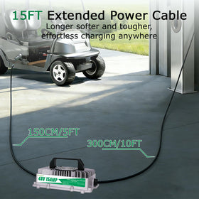 Green Orange EZGO IP67 durable charger ready for outdoor use.