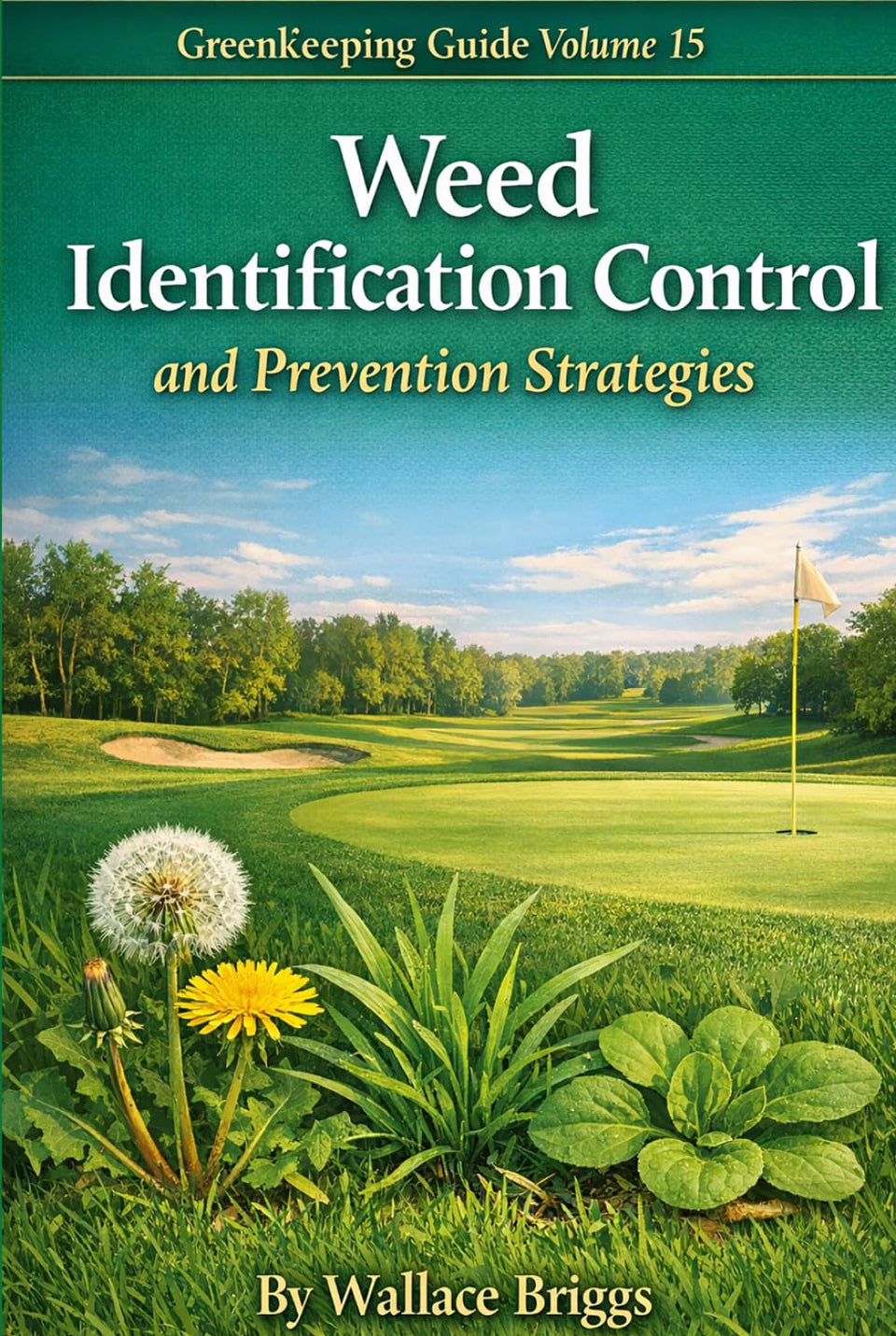 Greenkeeping Guide Volume 15 cover illustrating weed identification for turf managers, aiding early detection and prevention planning.