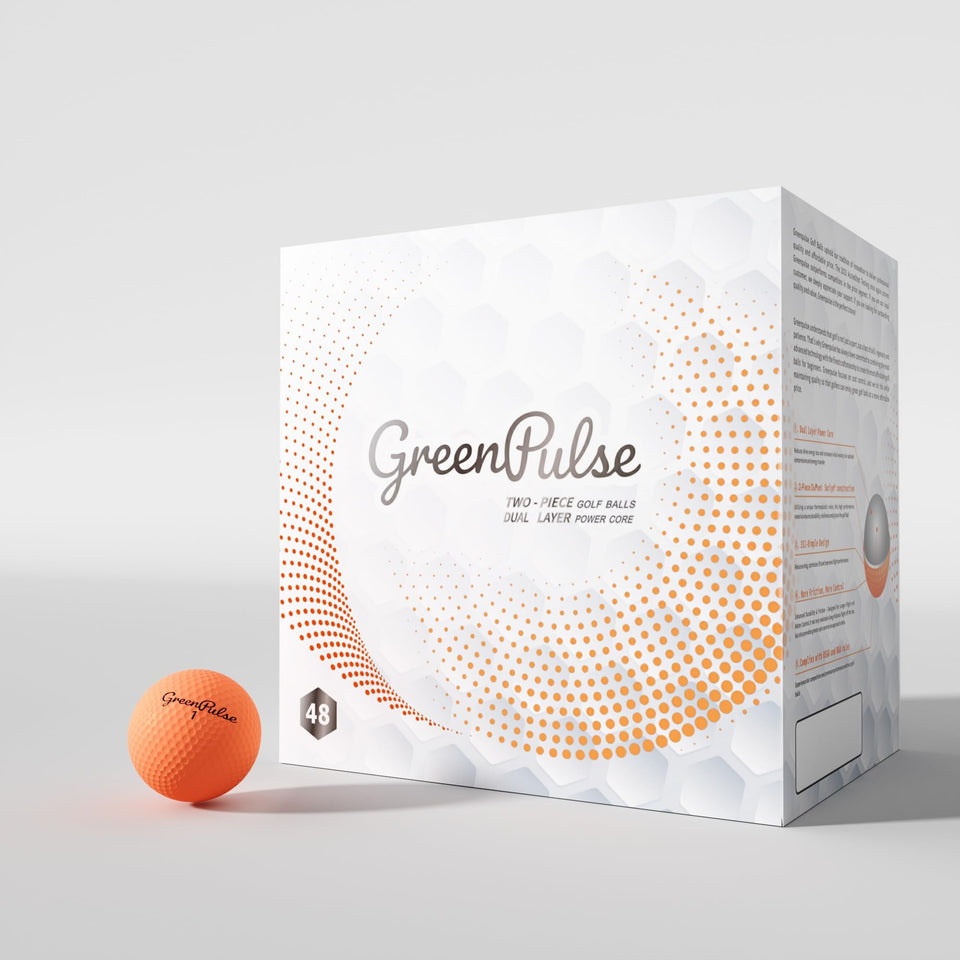 GreenPulse Drive+ Distance golf balls in orange 48-pack offer longer, straighter drives.