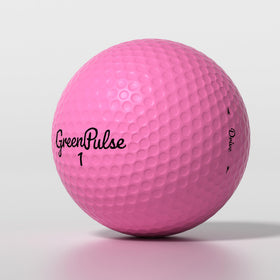 GREENPULSE high-visibility pink packaging aids quick ball identification on the course