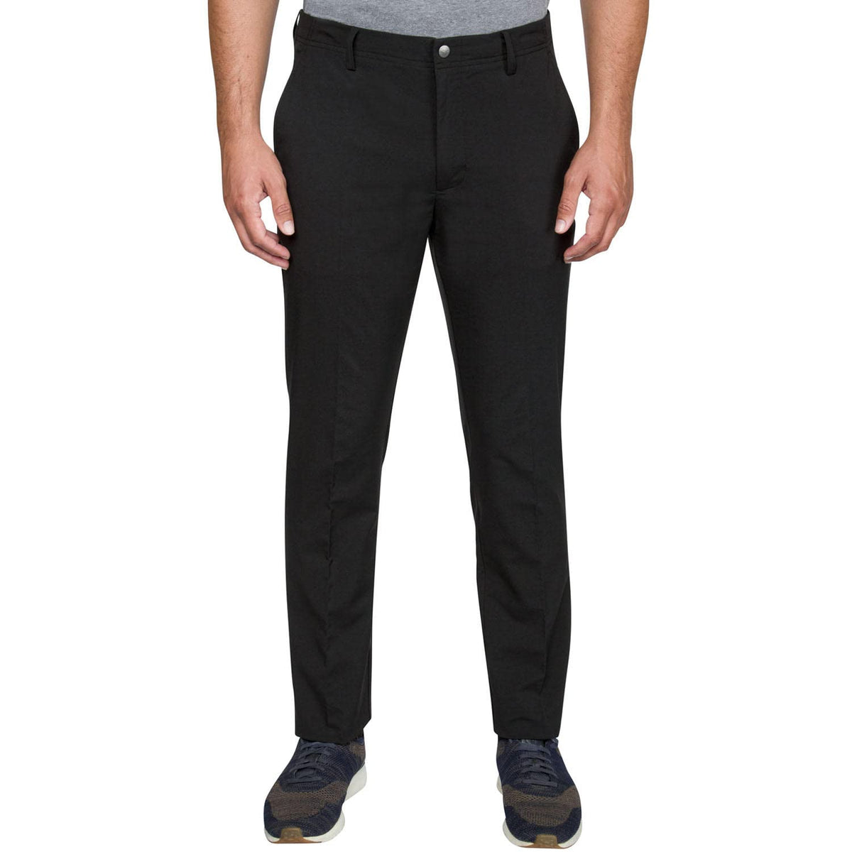 Greg Norman black pants stretch waistband enabling easy movement on course.