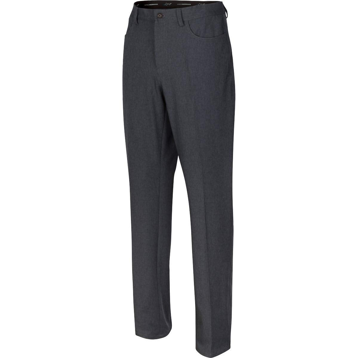 Greg Norman Ml75 Microlux pant front view with feathered design and moisture-wicking fabric
