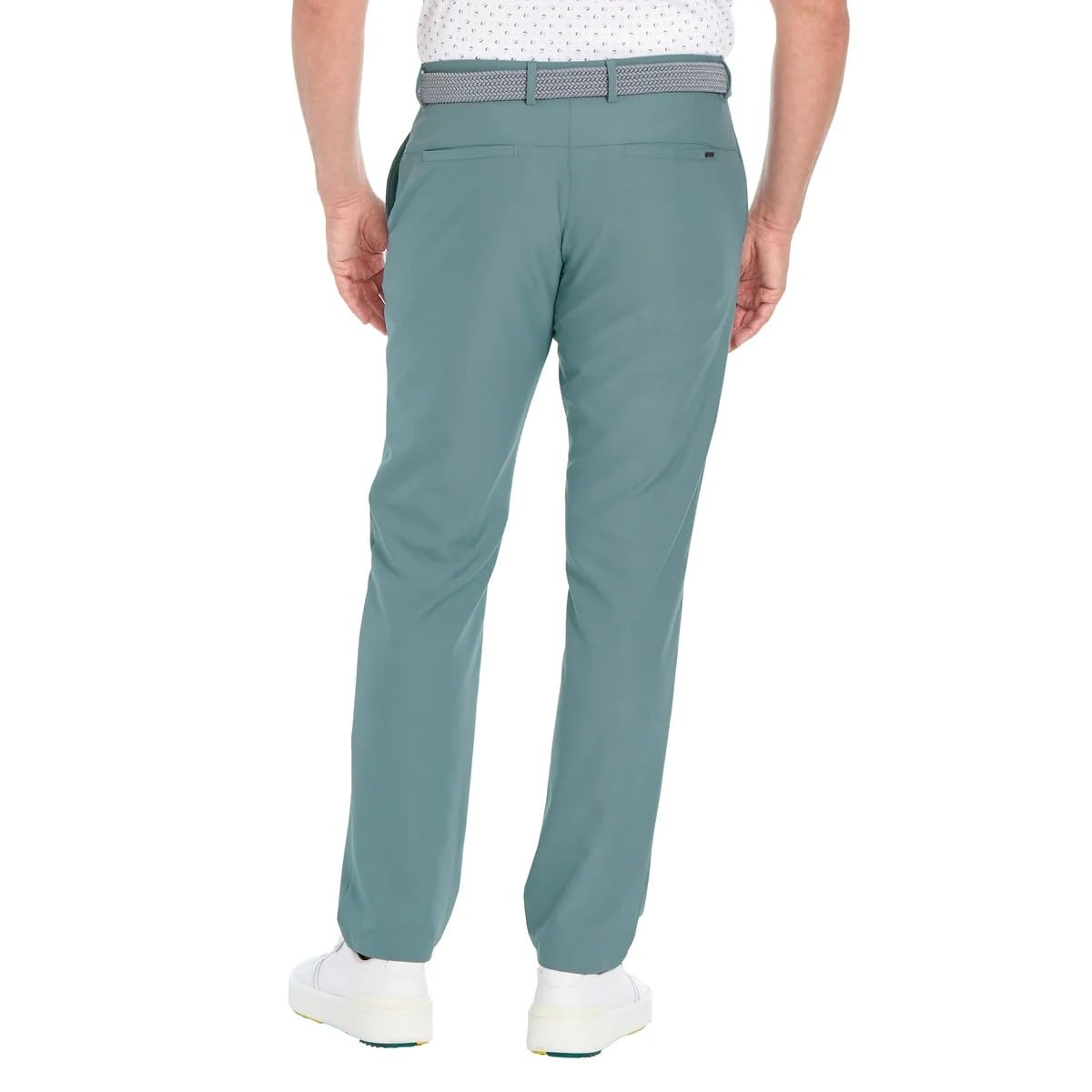 Greg Norman ML75 pant back view in green showing clean lines.